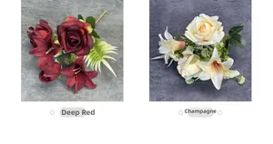 Detailed comparison of artificial red and champagne rose lily bouquets for home decor