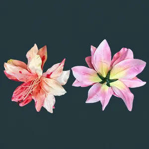 Vintage lily flower hair clip for weddings, featuring a 13cm diameter pink gradient design