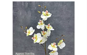 Close-up of white 3D artificial orchid with a 7cm flower head diameter measurement