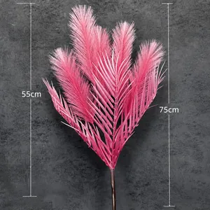 Erba di canna artificiale rosa a 5 teste, altezza totale 75cm per decoro casa e nozze