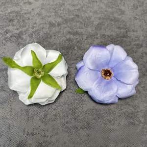 Cabezas de flores artificiales de hibisco y rosa en blanco y violeta para bodas