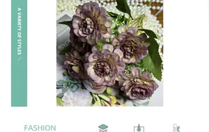 Close-up of vintage purple hibiscus rose bouquet with layered silk petals and leaves