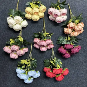 Bouquet di peonie artificiali a 7 teste in vari colori per decorazioni nuziali