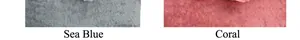 Detailed close-up showing fabric textures in Sea Blue and Coral shades for artificial flowers