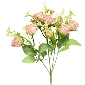 Künstlicher 10-Kopf Rosenstrauß in Rosa für Hochzeits- und Innendekorationen