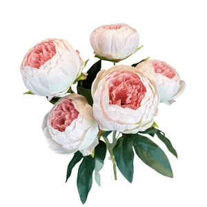 Bouquet di peonie artificiali a 7 teste in rosa chiaro e bianco per decorazioni nozze