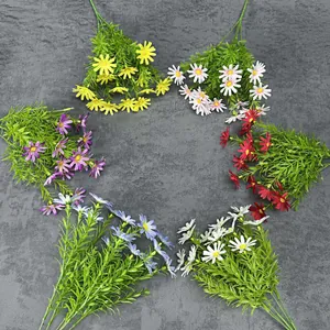 Artificial chamomile flower bouquets in six vibrant colors for home and wedding decor