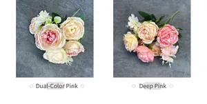 Detailed close-up of two-tone pink and deep pink artificial peony bouquets for wedding decor