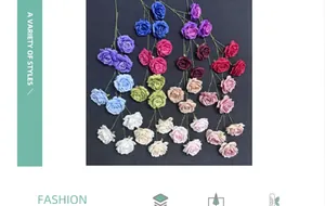 Detailed view of artificial silk roses in multiple colors for wedding and home decor