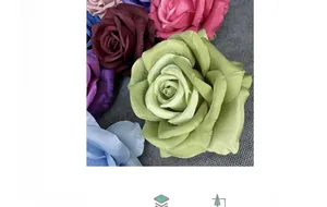 Detailed view of assorted colorful 11cm silk rose heads for wedding and home decoration