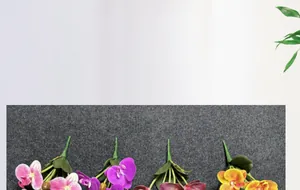 Detailed view of 6-head artificial Phalaenopsis orchid bundles in multiple vibrant colors