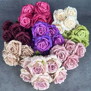 Artificial Rose Bouquet Satin Fabric Fake Flowers For Home Wedding Decoration Photography Props Romantic Floral Ornament