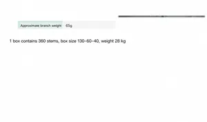 Detail specifications showing the light 65g weight of this 3D printed orchid stem