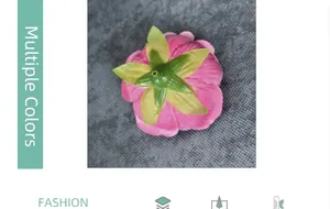 Detail view showing green plastic sepal structure and pink silk peony petals