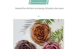 Detailed macro view of realistic faux peony silk flower petals with vintage textures