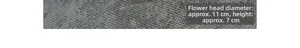 Close-up detail of 11cm grey artificial rose flower head with realistic textile texture