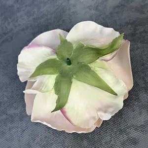 11cm pink artificial silk rose head with green stem hole for wedding decoration