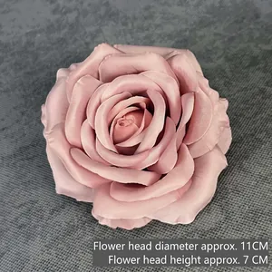 Dusty pink artificial rose head with 11cm diameter for wedding decor and floral arrangements
