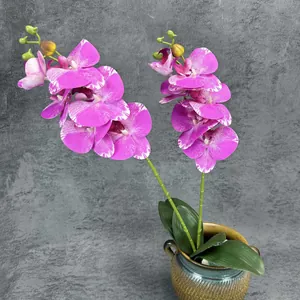 Lifelike Artificial Phalaenopsis Butterfly Orchid PU Hand Feel Silk Flower Home Wedding Party Table Decoration Stem Plant