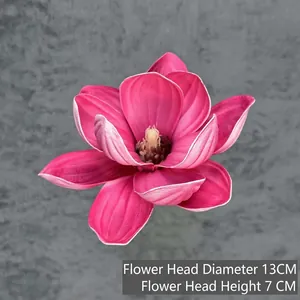 13cm EVA Kunst-Magnolienblütenkopf in Magenta mit weißem Rand für Blumendekorationen