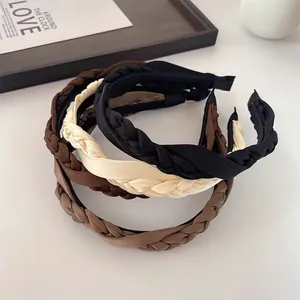Serre-tête Tressé en Satin Vintage Français Design Croisé Large Effet Haut Élégant Accessoire de Coiffure pour Femmes