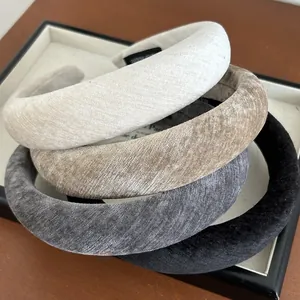 Vintage Gepolsterter Samt Haarreif Einfarbig Hoher Schädeleffekt Schwamm Haarband Handgefertigt Koreanischer Stil Damen Kopfschmuck