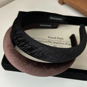 Velvet glitter sponge headband in black and brown with handcrafted texture detail