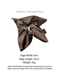Detailed size specifications for large dark brown handmade satin silk scrunchie accessory