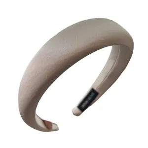 Champagne satin padded headband with premium sponge cushioning for high crown hair styling
