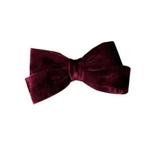 Elegante fermaglio per capelli in velluto bordeaux con doppio fiocco stile vintage