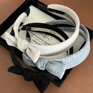 Cerchietto in Maglia con Fiocco Vintage Coreano da Donna Fascia per Capelli in Tessuto a Coste a Tinta Unita Eleganti Accessori per Capelli Quotidiani
