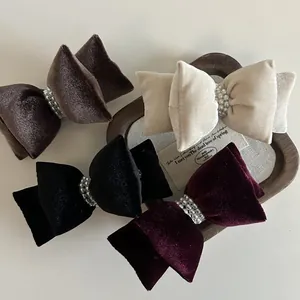 Eleganter Samt Schleife Haarspange Mit Imitationsperle Französisches Vintage Doppellagig Entenschnabelspange Kopfschmuck Für Damen