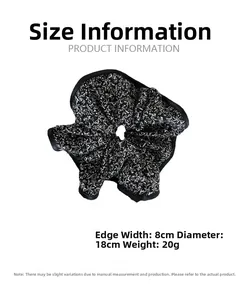 Detailed size specifications for large vintage floral scrunchie with 18cm diameter