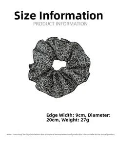 Detailed dimensions of oversized chiffon floral scrunchie with 20cm diameter