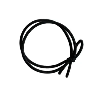 Elastic black hair ties for high ponytails with a minimalist double-layered knot design