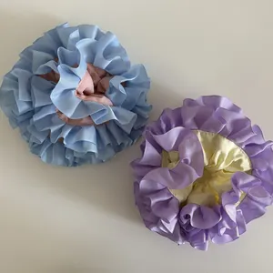 Elastici per Capelli Plissettati a Contrasto Fatti a Mano in Grosgrain con Volant per Donna Accessori Capelli Stile Fresco