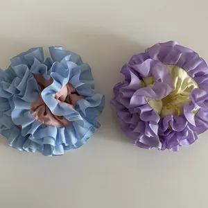 Set di due elastici per capelli arricciati con bordi in nastro a strati in colori pastello