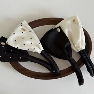 Süße Satin Schleife Bananen-Clip Für Damen Elegante Polka Dot Haarklammer Große Haarschmuck Retro Design Gold Metallschnalle Tägliches Styling