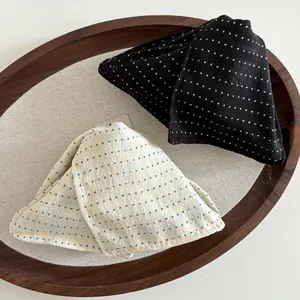French Vintage Polka Dot Fabric Hair Claw Clip Elegant Bowknot Shark Clip Large Hair Accessory For Women Party Hair Styling