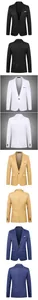 Detail van slim fit blazer in vier kleuren met eenrijige knoop en split aan de achterzijde