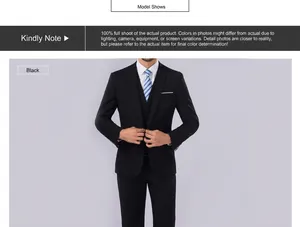 Detailopname van een slim fit zwart driedelig kostuum met vest en gestreepte das