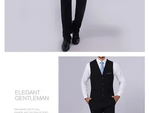 Detailweergave van het slim fit driedelig pak vest met wit overhemd en blauwe das