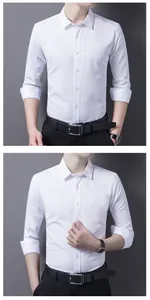 Detailansicht eines weißen Slim-Fit Business-Hemdes mit klassischem Kragen und Knöpfen