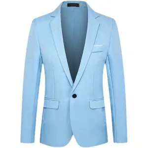 Sky blue slim fit men's formal blazer jacket for business meetings and weddings