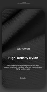 Close-up of durable water-repellent high-density black nylon fabric with anti-slip texture