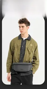 Détail du sac de taille gris foncé résistant aux déchirures avec logo Wepower et fermeture