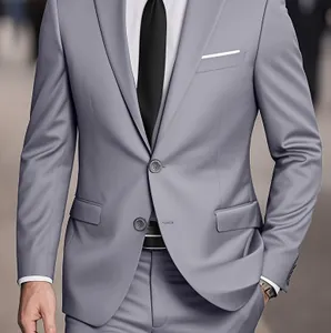 Men's Business Casual Slim Fit Suit Set Single Breasted Blazer and Trousers Formal Wedding Party Viscose Cotton Blend Office Wear