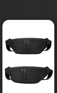 Détail de la sacoche banane en nylon résistant avec logo embossé et doubles zips