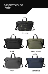 Men's casual crossbody bag collection in camo, black, green, grey, and blue colors