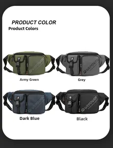 Waterproof men's sling bag in four colors: green, grey, blue, and black variants